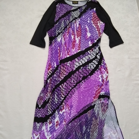 Bob Mackie Dresses & Skirts - Purple wearable art maxi column dress